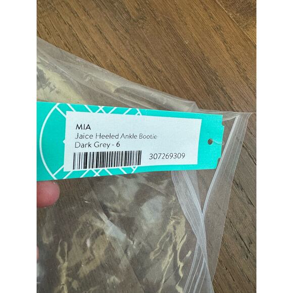 Mia Jaice Heeled Ankle Lasso Bootie Leather Gray Brown Women's Sz 6 NWOB - Picture 6 of 6